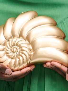 La Isla Gold Shell Clutch